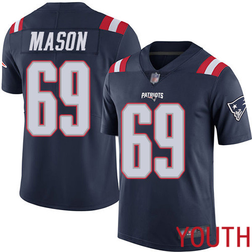 New England Patriots Football 69 Rush Vapor Untouchable Limited Navy Blue Youth Shaq Mason NFL Jersey
